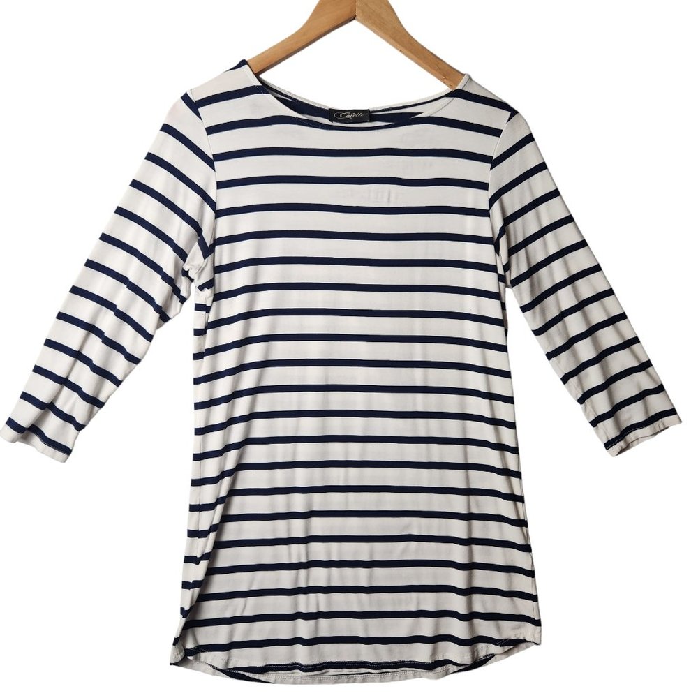 Colette Rayon Spandex Nautical Stripe 3/4 Sleeve Tunic Womens Size Medium